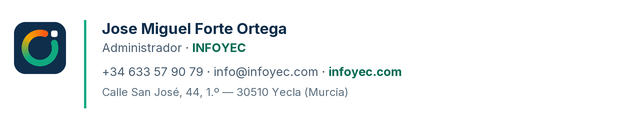 Muestra de la firma de correo de INFOYEC